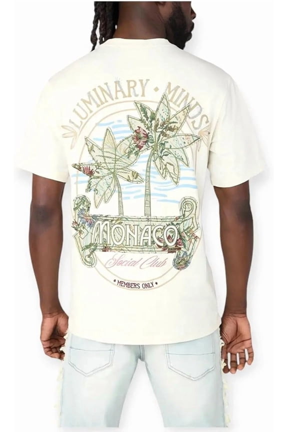 Men Monaco Tapestry S25 Regular Cream T-Shirt (Ecru)