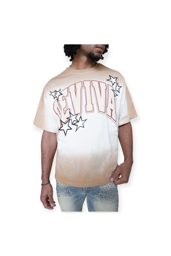 Smoke Rise Men Revival Rhinestone F25 Wide Crop Top Tee (Dune)