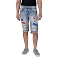 thumbnail image 1 of Smoke Rise Men's Fashion Denim Shorts with Rip and Repair W38 Placid Blue, 1 of 5