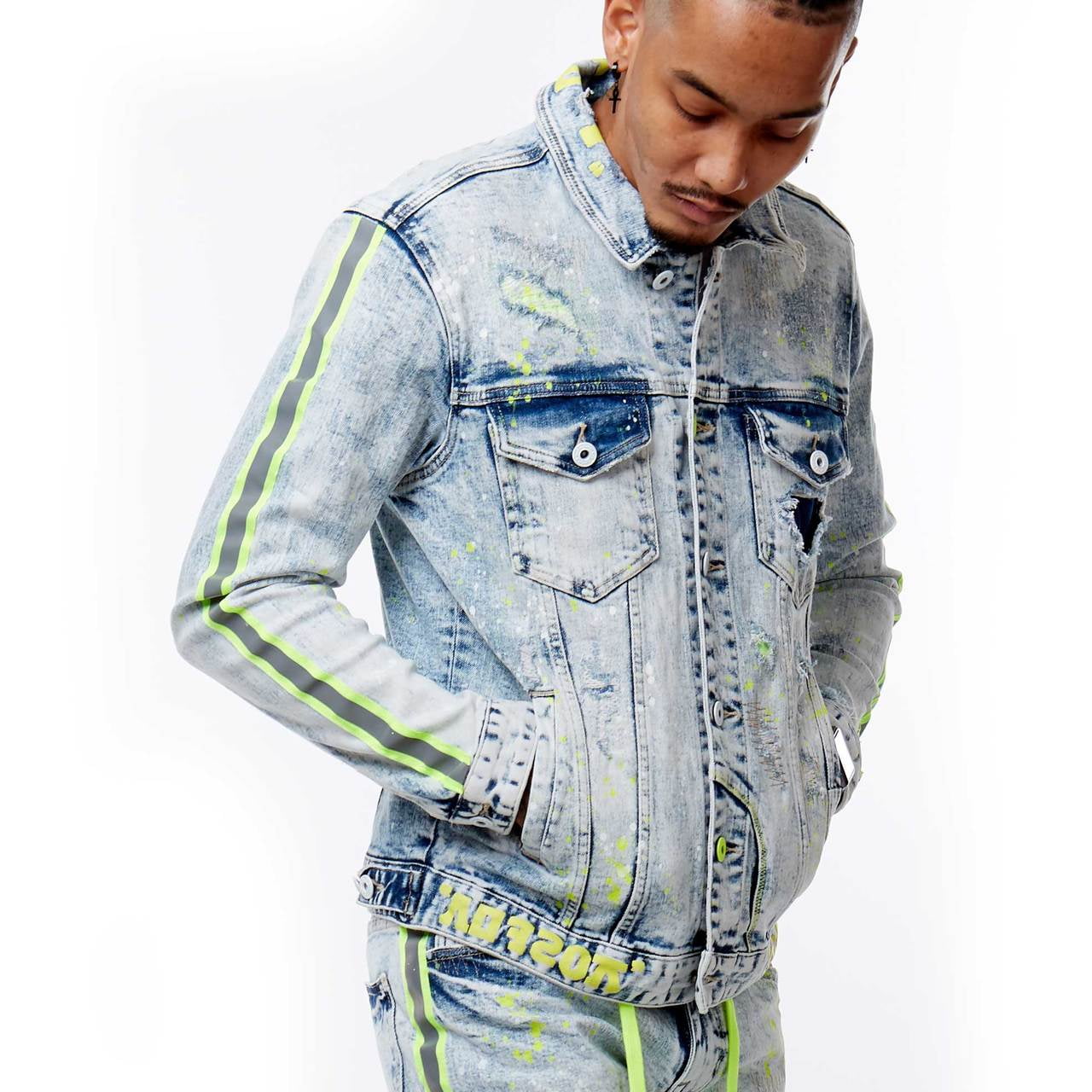 Neon blue jacket deals