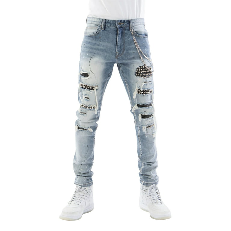 Smoke Rise Mens Studded Rockstar Denim Jeans HGHB-36*34 