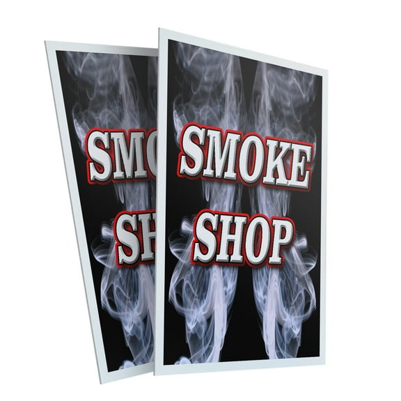 Smoke Shop (2-PACK) 24" x 36" Plastic Signs | Sign Insert 4mm Corrugated Plastic Signs Storefront Window Poster