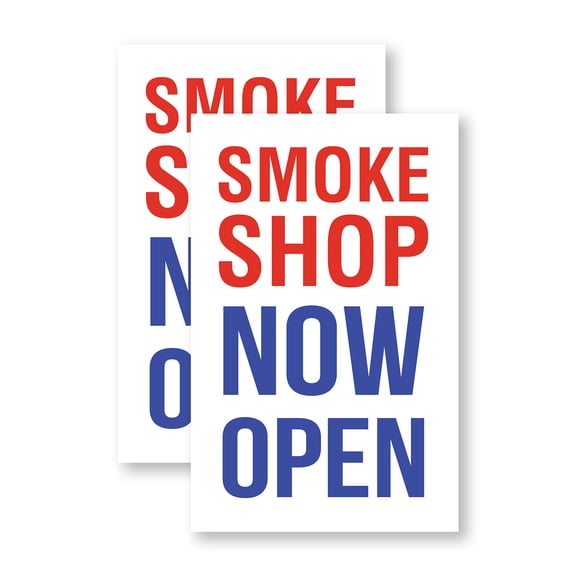 Smoke Shop Now Open (2-Pack) 24 Inch x 36 Inch Vinyl Decals | Sign Insert Peel & Stick Decals Stickers Window Signs | Grand Opening, Herbal Products, Clear Messaging | Made in USA