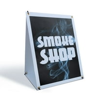 Smoke Shop Sidewalk Sign 18 Inch x 24 Inch A-Frame Images On Both Sides | Tobacco Products, CBD Sales, Professional Display | Made in USA