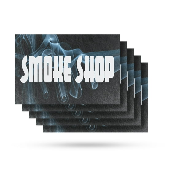 Smoke Shop Vinyl Decal 5 Pack of 18 Inch x 24 Inch Weatherproof Heavy-Duty Adhesive Backing | Tobacco Products, CBD Sales, Professional Display | Made in USA
