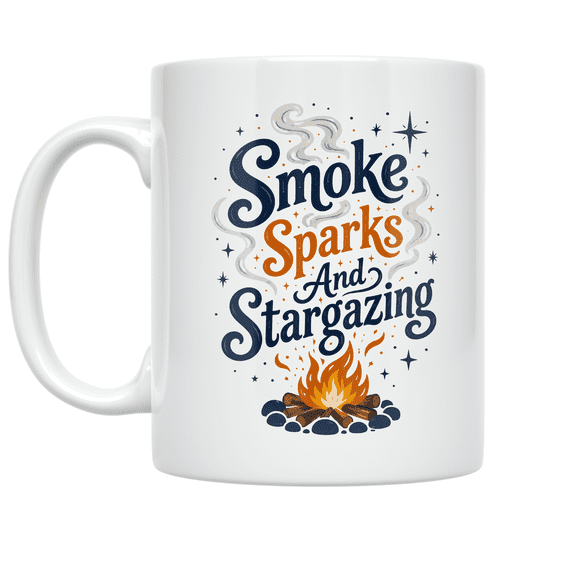 Smoke Sparks And Stargazing - Campfire Enthusiast - 11 oz Ceramic Coffee Mug