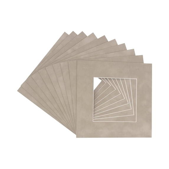 Smoke Suede Acid Free 20x20 Picture Frame Mats with White Core Bevel Cut for 12x12 Pictures - Fits