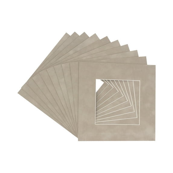 Smoke Suede Acid Free 20x20 Picture Frame Mats with White Core Bevel Cut for 16x16 Pictures - Fits