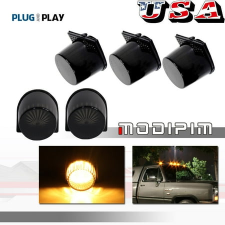 5pcs LED Smoked Roof Cab Clearance Running Lights for 84-93 for Dodge D/W Series Pickup Trucks -