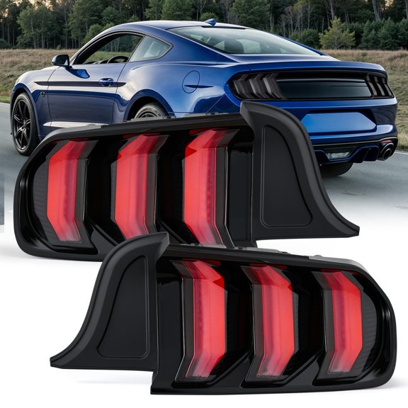 Smoke Tail Lights for 2015-2023 Ford Mustang Euro Brake Lamp LED Tube Sequential