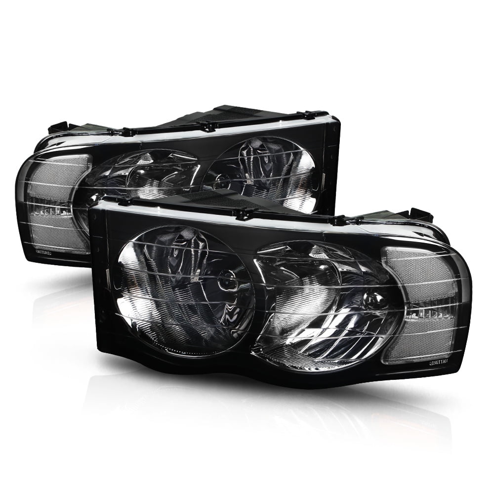Smoke Tinted Headlight Clear Signal Reflector for 02 05 Dodge Ram