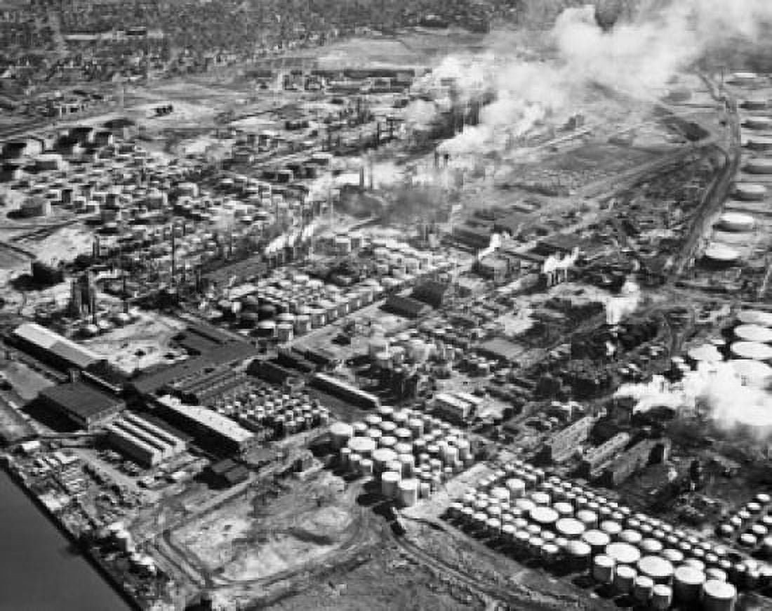 Smoke emerging from smoke stacks at an oil refinery New Jersey USA Canvas Art - (18 x 24)