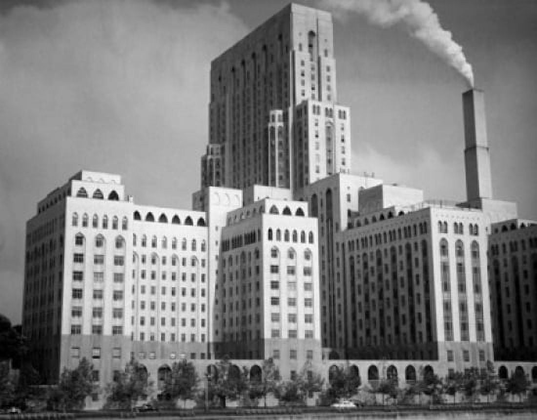 Smoke emerging from a smoke stack near a hospital building Weil Cornell Medical Center NewYork-Presbyterian Hospital Manhattan New York City New York USA Canvas Art - (24 x 36)