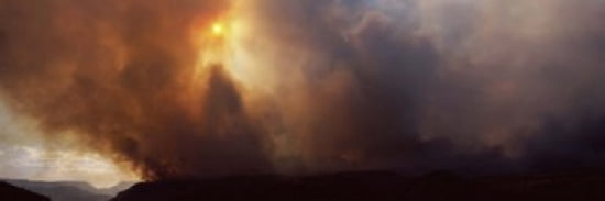 Smoke from a forest fire Zion National Park Washington County Utah USA Canvas Art - Panoramic Images (36 x 12)