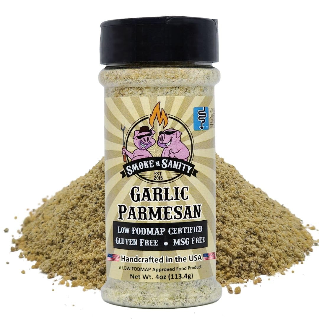 Smoke n Sanity Garlic HMF23 Parmesan - Smoke N Sanity Garlic HMF23 Parmesan Sensitive Stomach Approved Full Flavor Monash Certified Low FODMAP Gluten Free Low FODMAP Foods 4 0 Oz Shaker 9c6c738b 3aa9 4b71 B86b 8728b41eb790.3cc2ab029957ed0d46b1392395391c98 