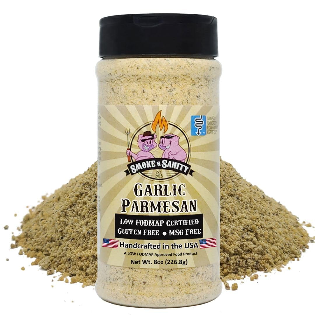 Smoke n Sanity Garlic HMF23 Parmesan - Smoke N Sanity Garlic HMF23 Parmesan Sensitive Stomach Approved Full Flavor Monash Certified Low FODMAP Gluten Free Low FODMAP Foods 8 0 Oz Shaker Baea3d8f 99d5 4106 B8fe E84765da3974.721d6d15d9b206db36479fadd713acda 