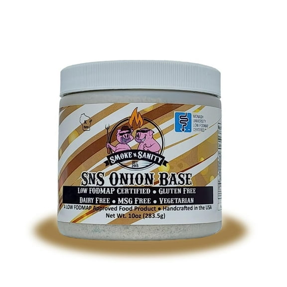 Smoke n Sanity Onion Base, Certified Low FODMAP, Vegetarian, Gluten Free, Dairy Free, MSG Free, Ideal for Low FODMAP Foods, Soups, Casseroles, Gravies & Sauces 10 oz Jar