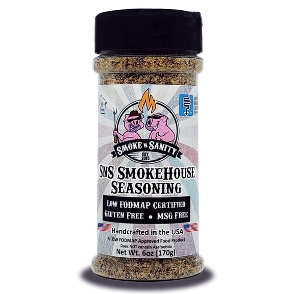 Smoke n Sanity - Smokehouse Seasoning, Monash Certified Low FODMAP, Gluten Free, Kosher, Dairy Free, Ideal for Meats, Vegetables, and Smoky Dips, 5 oz Shaker