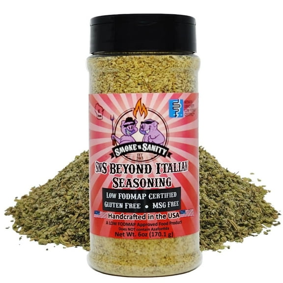 Smoke n Sanity SnS Beyond Italian Seasoning | Monash Certified Low FODMAP | Gluten Free | Certified Kosher | Dairy Free (6 oz Shaker)