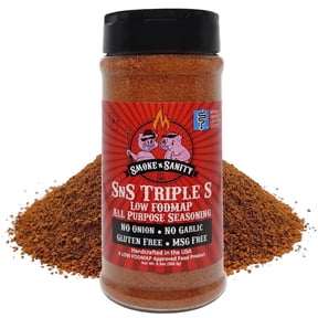 Smoke n Sanity SnS Triple S Certified Low FODMAP All Purpose Seasoning - Low FODMAP Foods - Contains No Garlic, No Onion - Gluten Free and Dairy Free (9.5 oz Shaker)