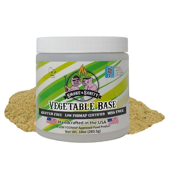 Smoke n Sanity - SnS Vegetable Base, Certified Low FODMAP, Vegetarian, Gluten Free, Dairy Free, MSG Free, Ideal for Soups, Casseroles, Gravies, and Sauces, Made in USA, 10 oz Jar