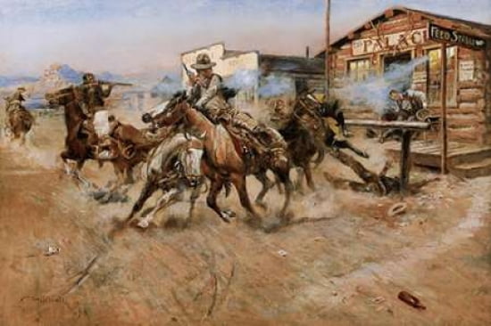 Smoke of a 45 Canvas Art - Charles M Russell (24 x 36)