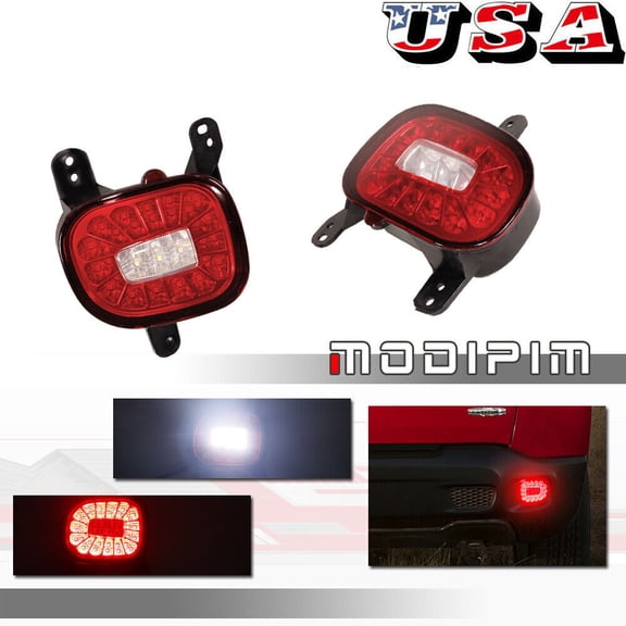 2-piece set of white spare lights and red tail lights or rear fog lights suitable for 2015-2022 Jeep Renegade-