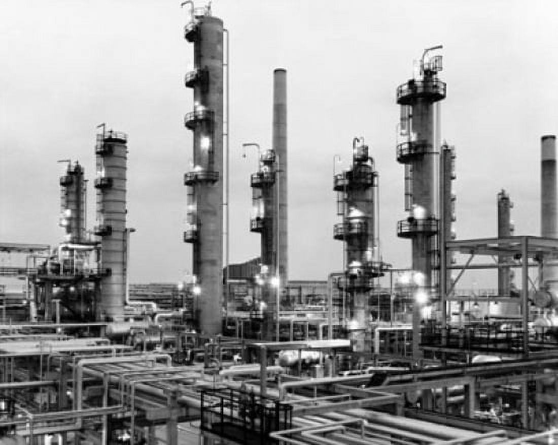 Smoke stacks at an oil refinery Tidewater Oil Company Delaware USA Canvas Art - (18 x 24)