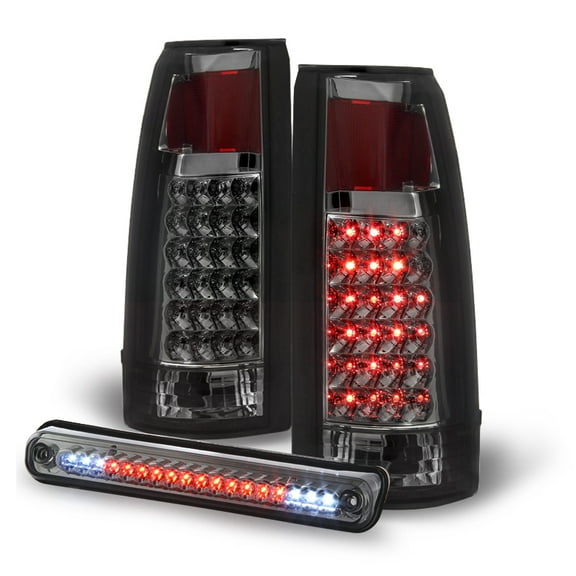Smoked 1988-1998 Chevy/GMC Silverado C/K1500 LED Tail Lights+LED 3rd Brake Lamp