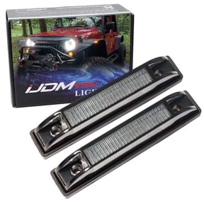 Smoked 6-LED Amber LED Fender Flare Side Marker Lamps For Jeep Wrangler, One Pair Dark Smoke Lens, For Bushwacker Flat Style Fender Flares