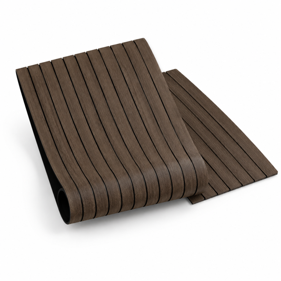 Smoked Faux Wood Slat Wall Panel, 236"x15.7", Peel-and-Stick 3D Decor
