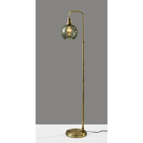 Smoked Glass Floor Lamp - Brass
