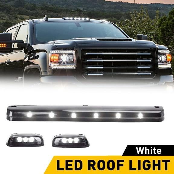 Smoked Len LED Truck Cab Light Kit Fits 2007-2021 Silverado and Sierra 2500HD 3500HD