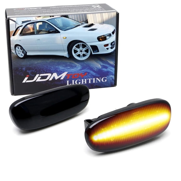 Smoked Lens 15-SMD Amber LED Front Fender Side Marker Light Assembly For 1993-2001 Subaru Impreza GC GM GF