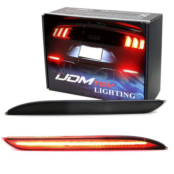 Smoked Lens 36-SMD Red LED Bumper Reflector Lights For 2015-2017 Ford Mustang, Function as Tail/Brake or Rear Fog Lamps