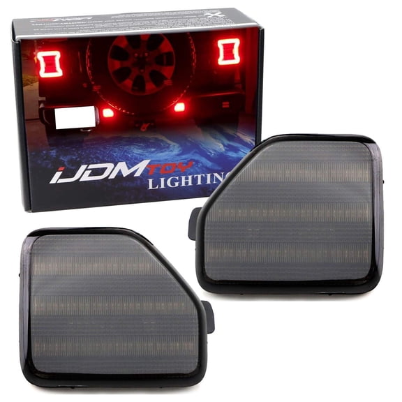 Smoked Lens 40-SMD Full LED Rear Bumper Reflector Light Kit For Jeep 2018-up Wrangler JL Sahara Rubicon MOAB Trims ONLY, Function as Tail or Rear Fog Lights