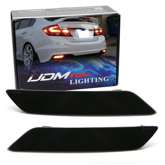 Smoked Lens 60-SMD LED Bumper Reflector Lights For 2013-2015 Honda Civic Sedan, Function as Tail, Brake & Rear Fog Lamps