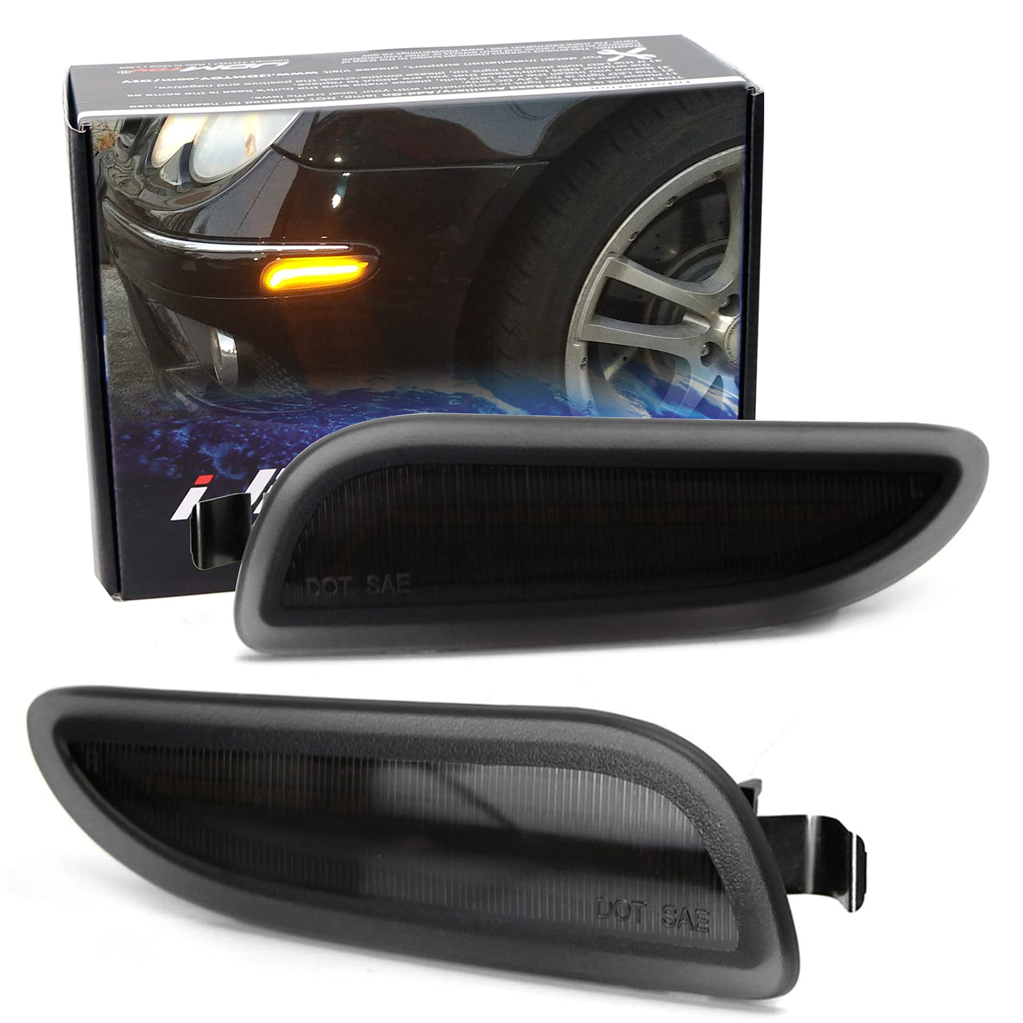 Clear Lens White LED Side Marker Lights For 2003-2009 Mercedes Benz CLK Class (W209) - Direct Replacement