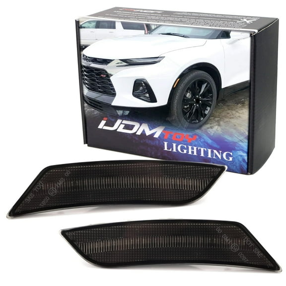 Smoked Lens Amber Full LED Bumper Side Marker Light Kit For 2019-up Chevrolet Blazer, Powered by 27-SMD LED, Replace OEM Front Sidemarker Lamps