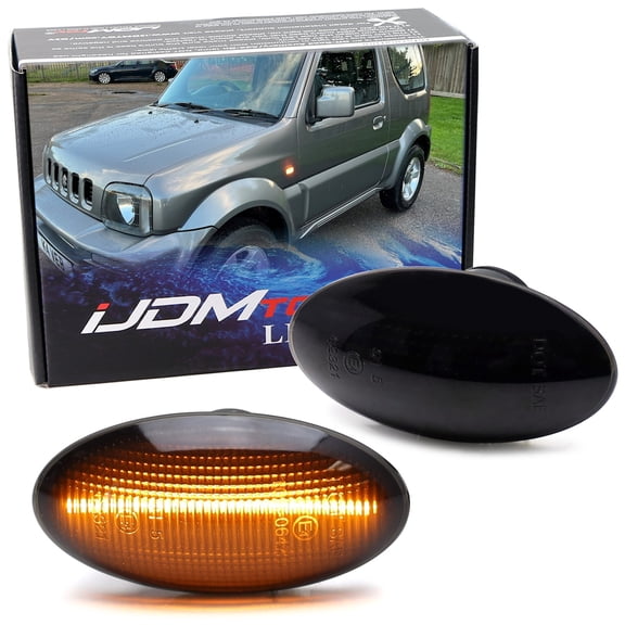 Smoked Lens Amber Full LED Fender Sequential Blink Side Marker Indicator Light Kit For JDM Suzuki 2012-17 Jimny, 2004-17 Swift, 2006-13 SX4, 2005-18 Grand Vitara