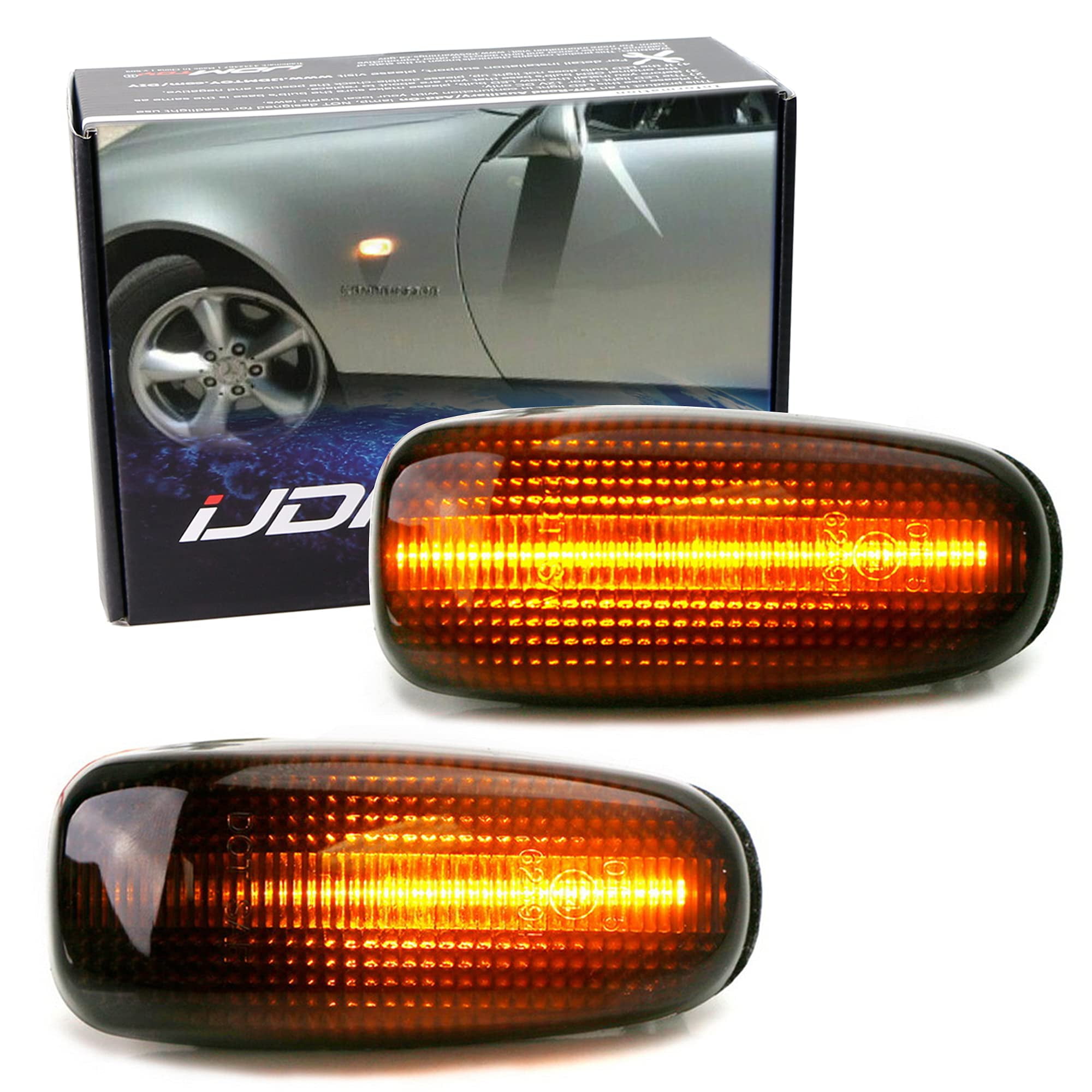 IJDMTOY Smoked Amber LED Sequential Side Marker Lights For Mercedes CLK, SLK, Dodge Sprinter – Direct Replacement