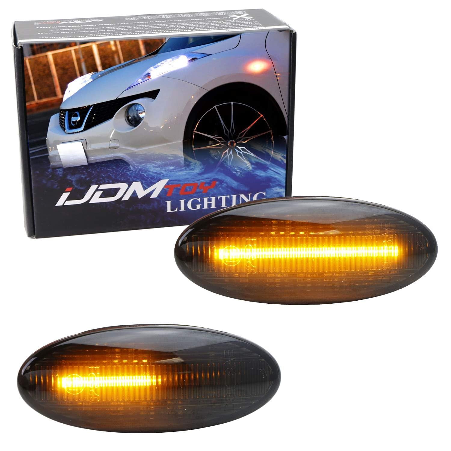 Smoked Lens Amber Full LED Sequential Blink Fender Side Marker ...