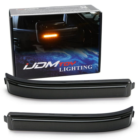 Smoked Lens Amber Full LED Side Mirror Marker Lights For 2009-14 Ford F150 & 2010-14 SVT Raptor, Replace OEM Amber Bulb-Less Reflectors