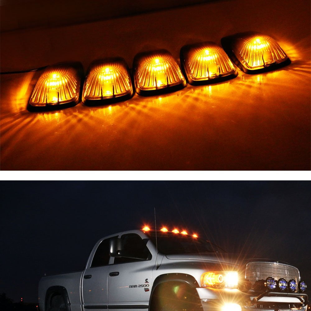 Smoked Lens Amber LED Cab Roof Marker Running Lamps For Truck 4x4 SUV