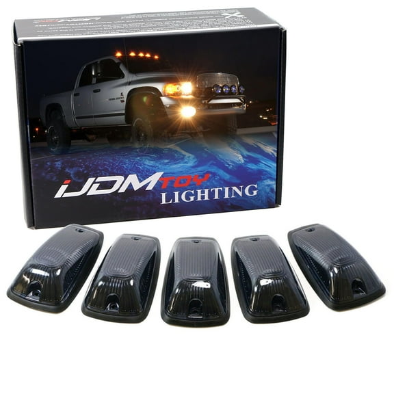 Smoked Lens Amber LED Cab Roof Marker Running Lamps For Truck 4x4 SUV, 5-Piece Aerodynamic Low Profile Roof Running Light Set
