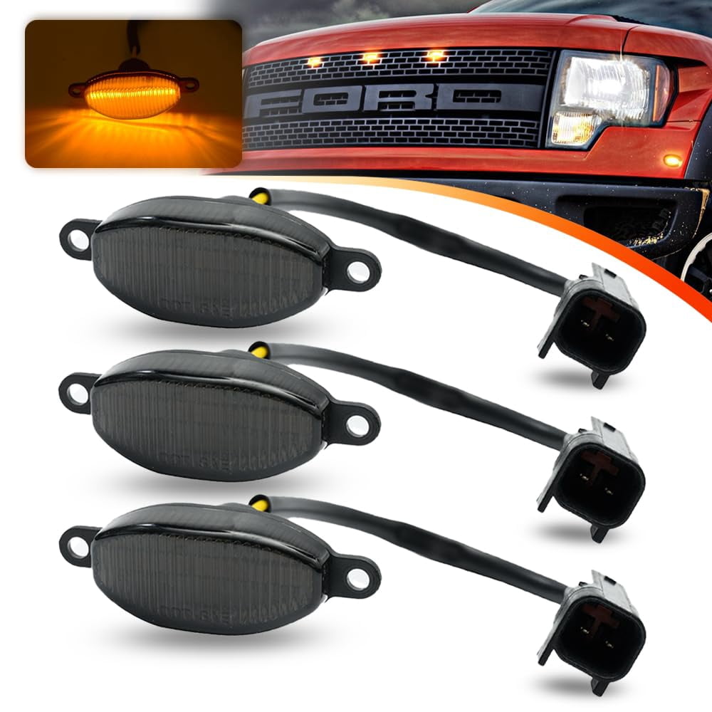 Smoked Lens Amber LED OIF8 Raptor Lights for 2010-2014 Ford F150 SVT ...