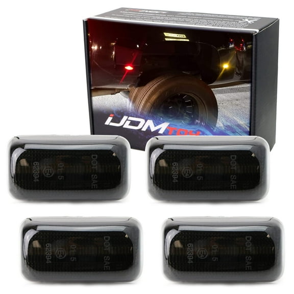 Smoked Lens Amber/Red Full LED Dually Rear Fender Marker Lights For Chevy/GMC 2015-up 2500HD 3500HD Double Wheel Fender Bed, Powered by Total 60 LEDs