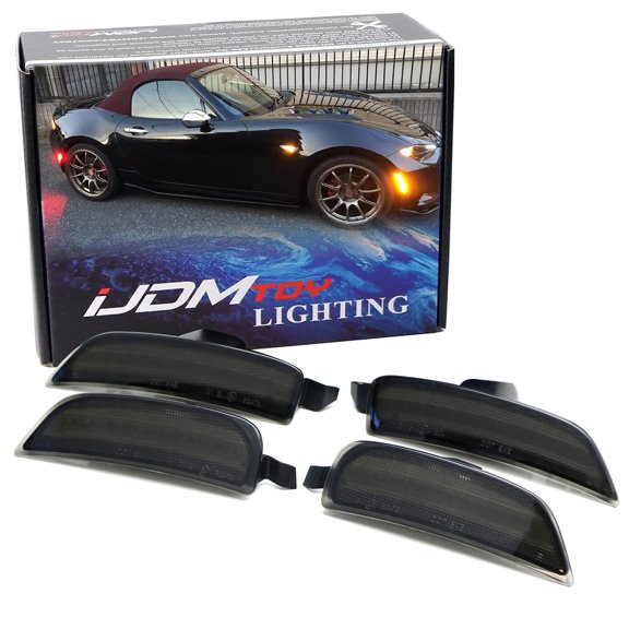 Smoked Lens Amber/Red Full LED Side Marker Light Kit For 2016-up Mazda MX-5 Miata, Powered by Total 98-SMD LED, Replace OEM Sidemarker Lamps