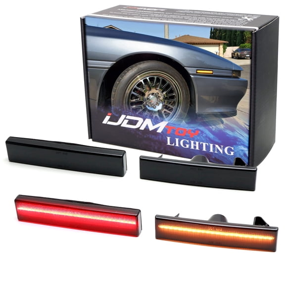 Smoked Lens Amber/Red Full LED Side Marker Light Kit For Toyota 1986-1992 A70 MK3 Supra, Powered by Total 180-SMD LED, Replace OEM Sidemarker Lamps