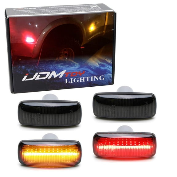 Smoked Lens Amber/Red Full LED Trunk Bed Marker Lights Set For 2010-18 Dodge RAM 2500HD 3500HD Truck Double Wheel Side Fenders, Powered by Total 48 LED